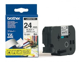 Brother P-Touch TZe-251 PT-E550WVP / PT-2420PC / PT-2430PC / PT-2700VP / PT-D600VP / PT-P700 / PT-P750W / PT-9500PC / PT-9700PC / PT-P900W LAMINATED TAPE 24 mm (ламинированная) Черный шрифт-белый фон (TZe251)