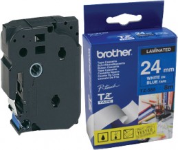 Brother P-Touch TZe-555 PT-E550WVP / PT-2420PC / PT-2430PC / PT-2700VP / PT-D600VP / PT-P700 / PT-P750W / PT-9500PC / PT-9700PC / PT-P900W LAMINATED TAPE 24 mm (ламинированная) Белый шрифт-голубой фон (TZe555)